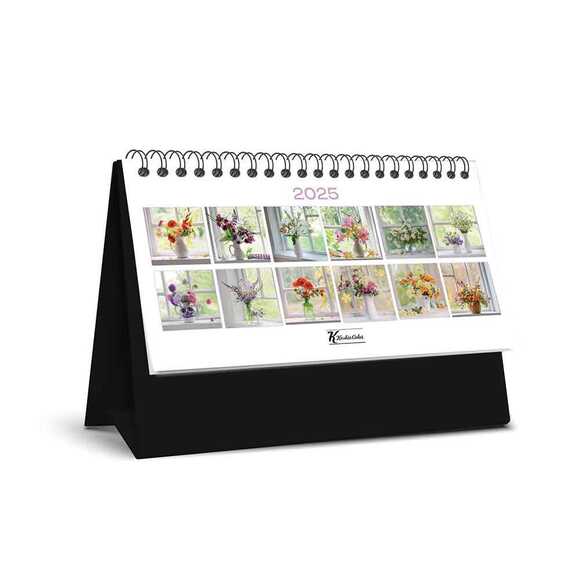 Keskin 2025 Plastik Üçgen Masa Takvimi Çiçek 600044-99