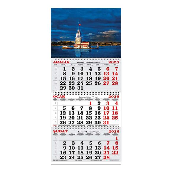 Keskin 2026 3 Aylık Spiralli Jumbo Denizci Takvim İstanbul