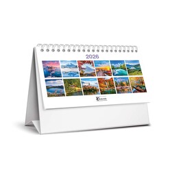 Keskin 2026 Karton Üçgen Masa Takvim Manzaralar - Thumbnail