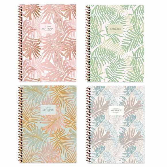 Keskin 385241-99 16,5X22,5 80 Yp. Çizgili Karton Kapak Spiralli La Plume Leaves Defter