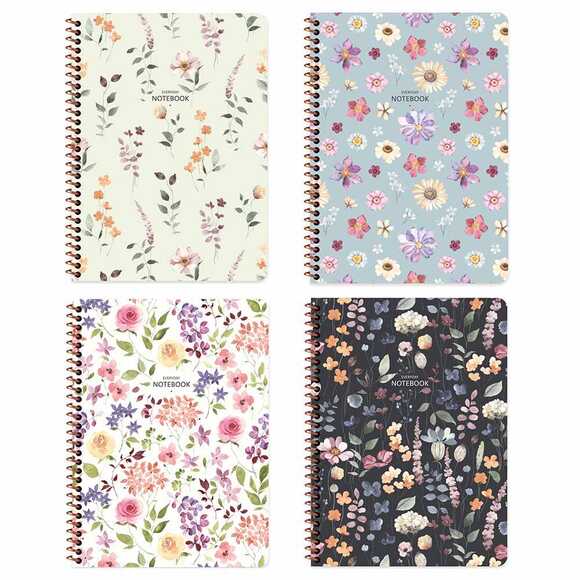 KESKİN 385342-99 16,5X22,5  80Yp Kareli Çiçek Defter Karton Kapak