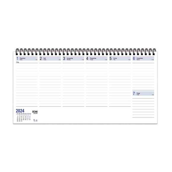 Keskin 830084 Aj-6616X33,5 Spiralli Haftalık Masa Ajandası-Yeşil 2024