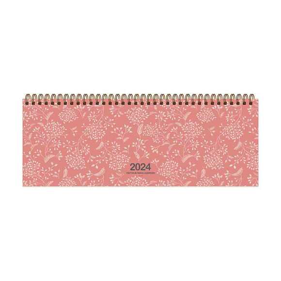 Keskin 830095 Aj-65 12*33,5 Spiralli Haftalık Masa Ajandası-Pastel Flora 2024