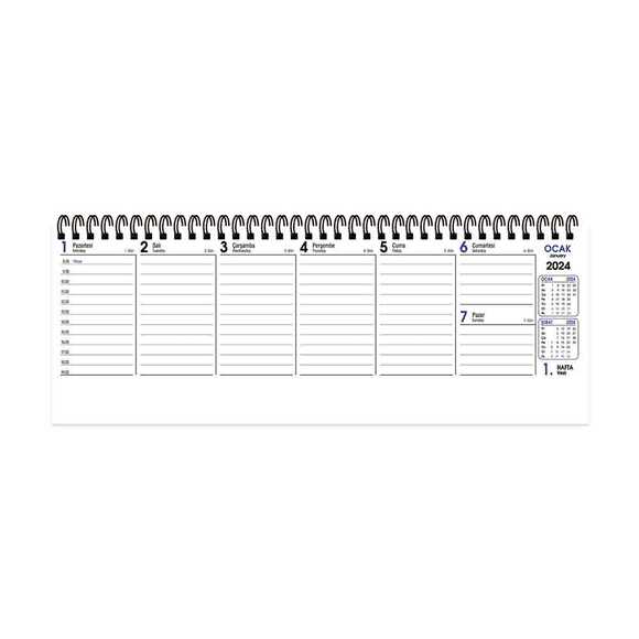 Keskin 830095 Aj-65 12*33,5 Spiralli Haftalık Masa Ajandası-Pastel Flora 2024