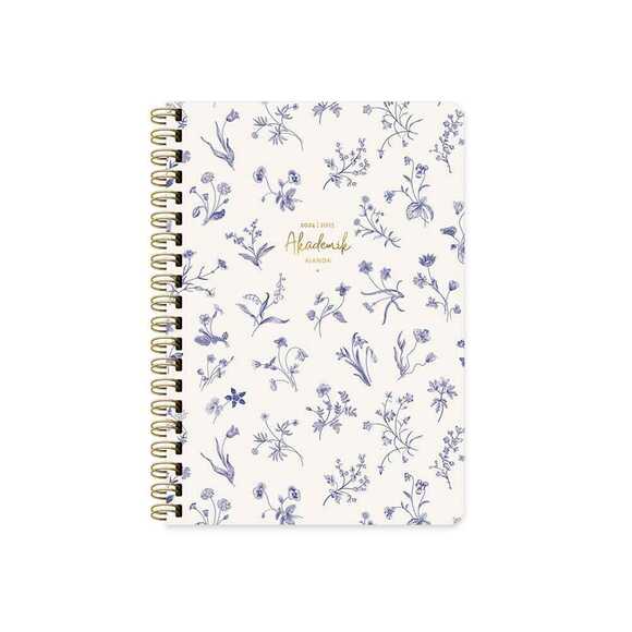 Keskin 830226 17X24 Spiralli Akademik Ajanda 2024-2025 Mavi Çiçekler