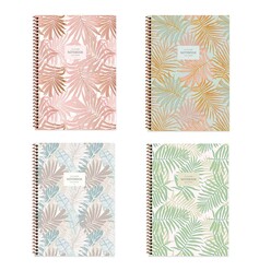 Keskin A4 80yp. Spiralli Karton Kapak La Plume Leaves Kareli 385212-99 - Thumbnail