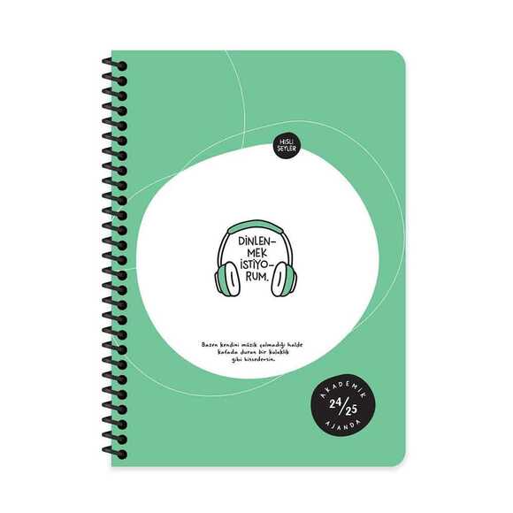 Keskin A5 Hisli Şeyler Spiralli Akademik Ajanda 2024-2025 Dinlenmek İstiyorum