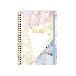 Keskincolor - Keskin A5 Spralli Sert Kapak Haftalık Ajanda Marbel Moon 2021