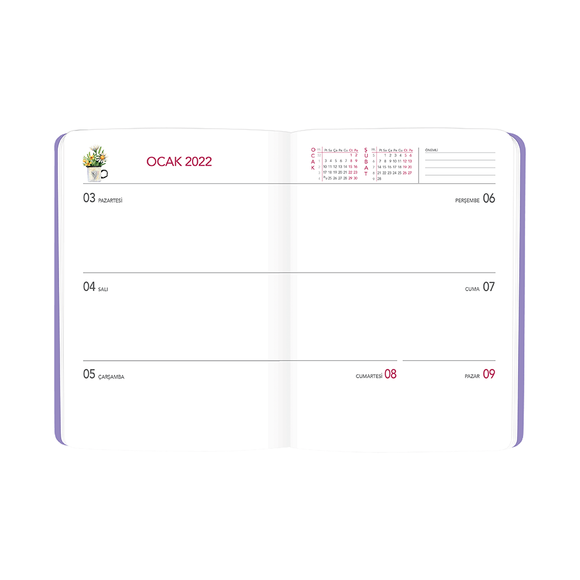 Keskin Color 2022 Turnowsky A5 Ciltli Haftalık Ajanda - Sakura 831205-95