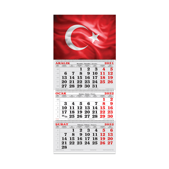 Keskin Color 3 Aylık 2022 Spralli Denizci Takvim Bayrak 8404421