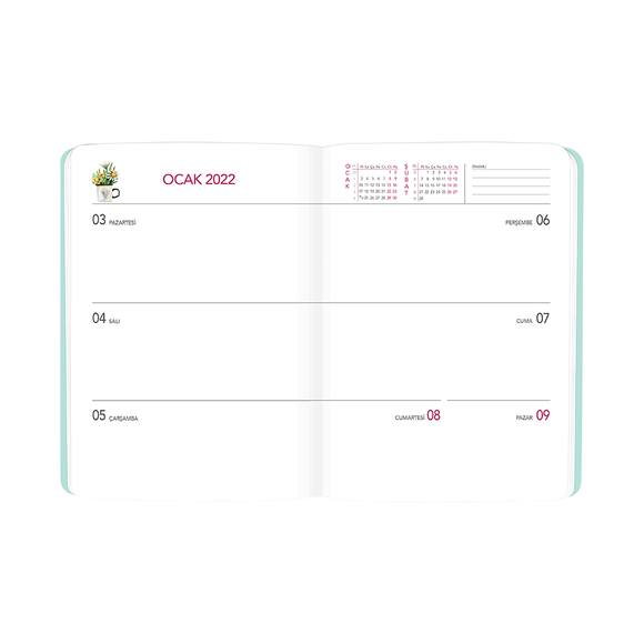 Keskin Color Ciltli Sert Kapak 2022 A5 Haftalık Ajanda Pembe 831105-99