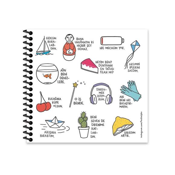 Keskin Hisli Şeyler Bağlanamıyorum 16x15cm 50 Yaprak Sert Kapak Stickerlı Defter Çizgili 500553-99