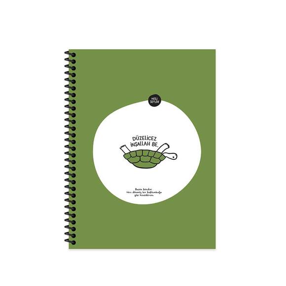 Keskin Hisli Şeyler - Düzelicez 18.5x25cm 80 Yaprak Stickerli Spiralli Karton Kapak Çizgili Defter 500633
