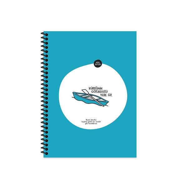 Keskin Hisli Şeyler - Kürek Çizgili 18,5x25cm Sert Kapak Stickerlı 80 Yaprak Defter Hafif Kağıt 500631-9