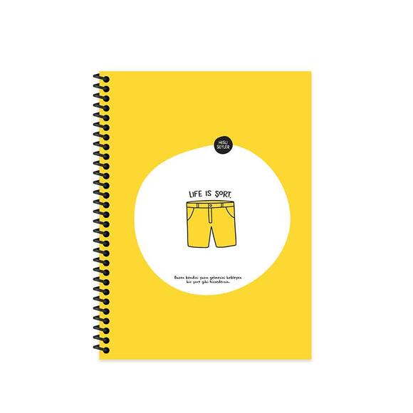 Keskin Hisli Şeyler - Şort 18,5x25cm 80 Yaprak Çizgili Stickerli Spiralli Karton Kapak Defter 500634