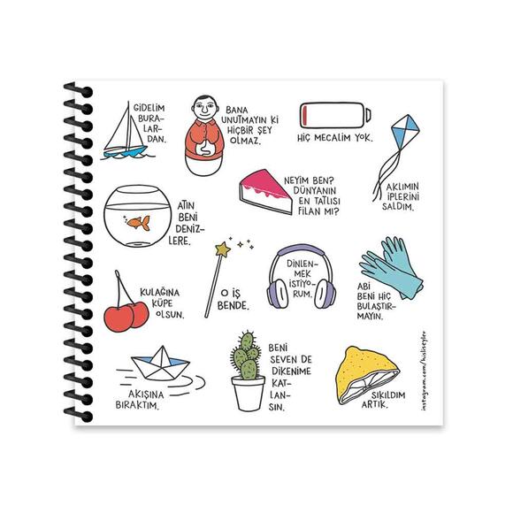 Keskin Hisli Şeyler Yok Öyle Yağma Çizgili 16x15cm 50 Yaprak Sert Kapak Stickerlı Defter 500550-99
