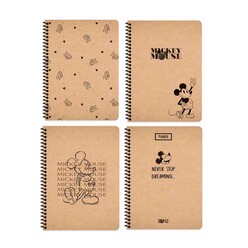 Keskincolor - Keskin Mickey Mouse 20x28cm 80 Yaprak Kraft Spiralli Çizgili Defter 410130-69
