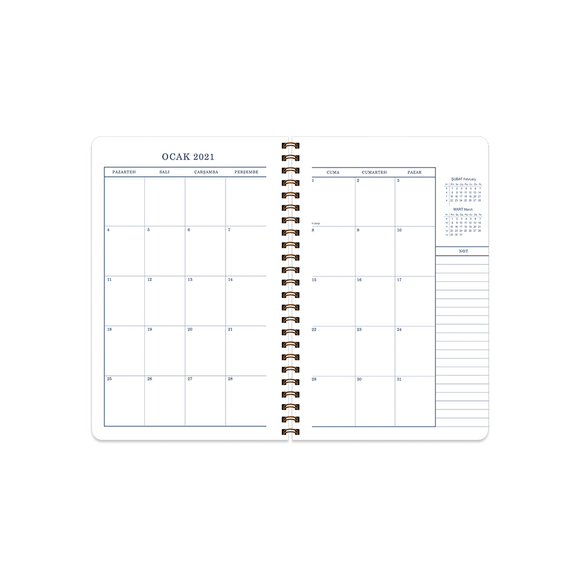 Keskin Turnowsky PP Kapak Haftalık Ajanda Reina 2021 13x19,5cm