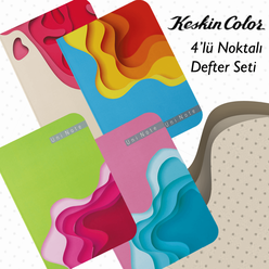 Keskincolor Uni Welle Noktalı Defter 18,5 x 26cm 4 lü Set Kampanya - Thumbnail