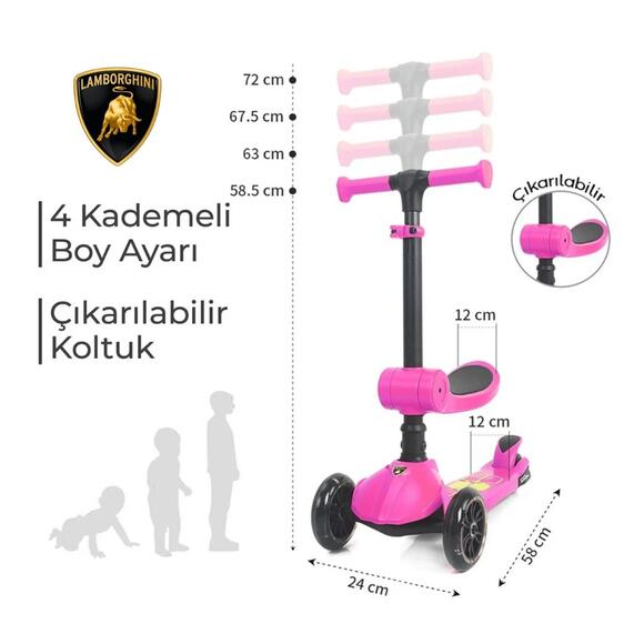Kick N Roll L5 2In1 Scooter Pembe