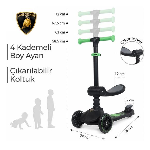 Kick N Roll L5 2In1 Scooter Siyah