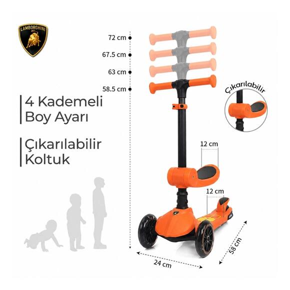 Kick N Roll L5 2In1 Scooter Turuncu