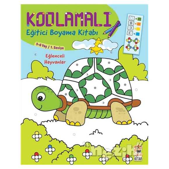 Kodlamalı Eğitici Boyama Kitabı - Eğlenceli Hayvanlar (5-6 Yaş 1. Seviye)