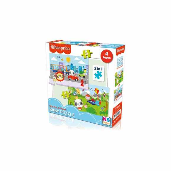 KS Games FP13407 Fisher Price Çocuk Puzzle City Fun & Picnic 2İn1