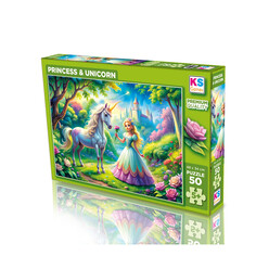 KS Puzzle - Ks Puzzle Çocuk P. Princes&Unicorn 50 Parça Puzzle 31755