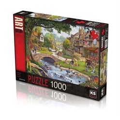 Ks Puzzle Yetişkin Puzzle 1000 Parça Summer Village Stream 20516 - Thumbnail