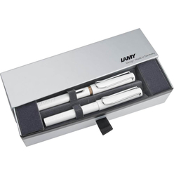 Lamy - Lamy Safari Dolma ve Roller Kalem Seti 2’li Parlak Beyaz 19B-M/319B