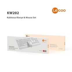 Lecoo - Lecoo KW202 Wireless Beyaz Klavye Mouse Set