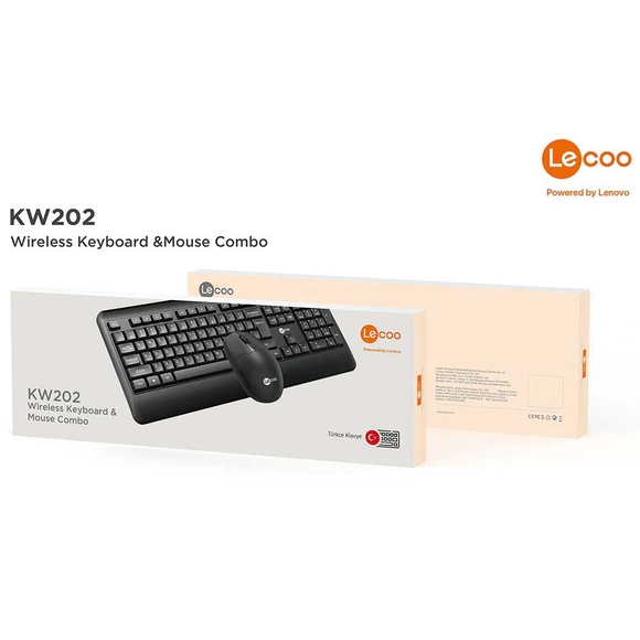 Lecoo Siyah Kablosuz Türkçe Q Klavye Mouse Set KW202