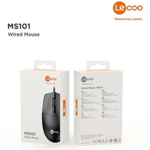 Lecoo Siyah Usb Kablolu Mouse MS101