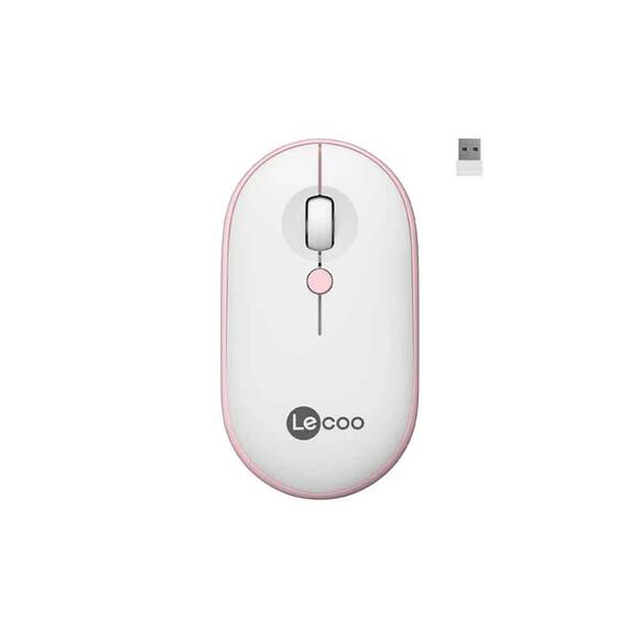 Lecoo WS212 Kablosuz Mouse 1600 DPI 4 Tuşlu Optik Beyaz & Pembe
