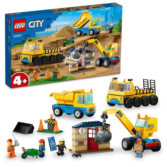 LEGO City İnşaat Kamyonları ve Yıkım Gülleli Vinç 60391 (235 Parça)