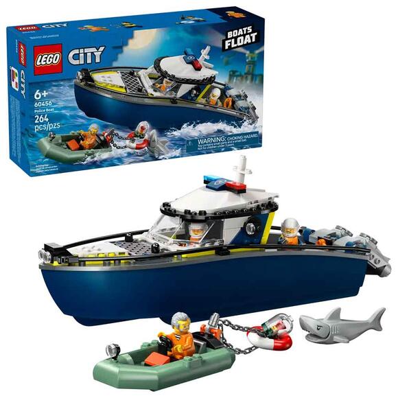 Lego City Polis Teknesi Takibi Yüzer Sürat Tekneli ve Botlu 60456