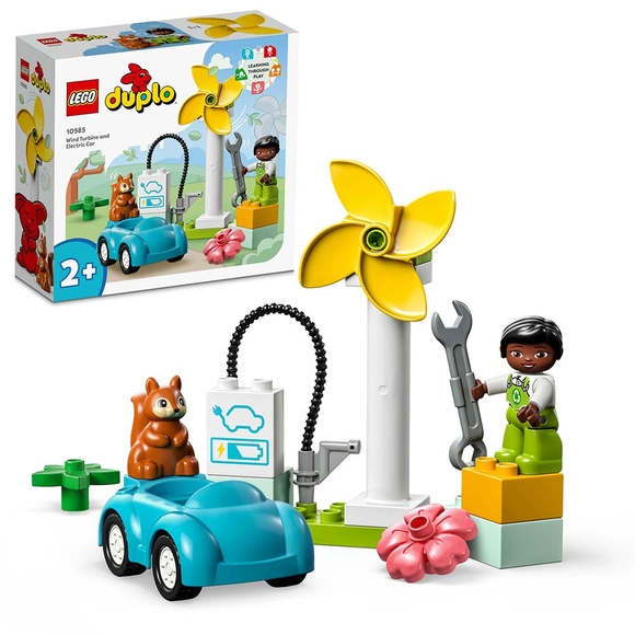 LEGO DUPLO Kasabası Rüzgar Türbini ve Elektrikli Araba 10985 Oyuncak Yapım Seti (16 Parça)