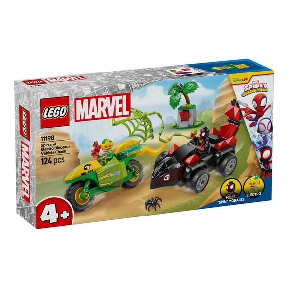 Lego Marvel Spidey ve İnanılmaz Arkadaşları Spin ve Electro Dinozor Aracı Takibi 11198