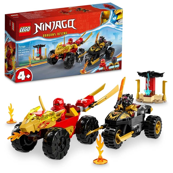 LEGO NINJAGO Kai ve Ras’ın Araba ve Motosiklet Savaşı 71789 Oyuncak Yapım Seti (103 Parça)