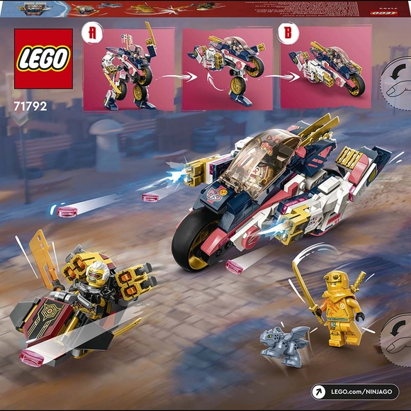 LEGO NINJAGO Sora’nın Dönüşen Robot Motosiklet Yarışçısı 71792 Oyuncak Yapım Seti (384)