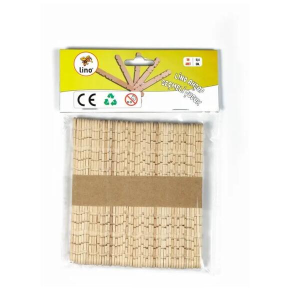 Lino Ahşap Çubuk Geçmeli Naturel 50’li Paket RBZ-040 