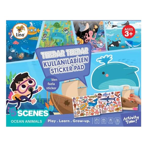 Lino Tekrar Tekrar Kullanılabilen Sticker Pad Okyanus Canlıları Ls-601