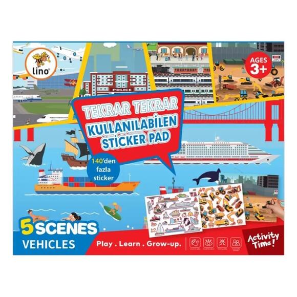 Lino Tekrar Tekrar Kullanılabilen Sticker Pad Taşıtlar Ls-603