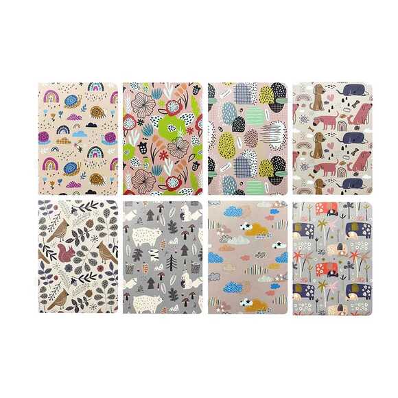 Liz 50 Yaprak 19x26cm Fantazi Karton Kapak Dikişli Ivory Kareli Defter Gw19