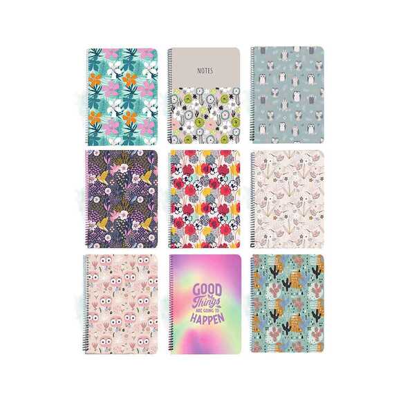 Lizy 100 Yaprak 19x26cm spiralli Yumuşak Dokulu Laklı Çizgili Defter SPR19Ç