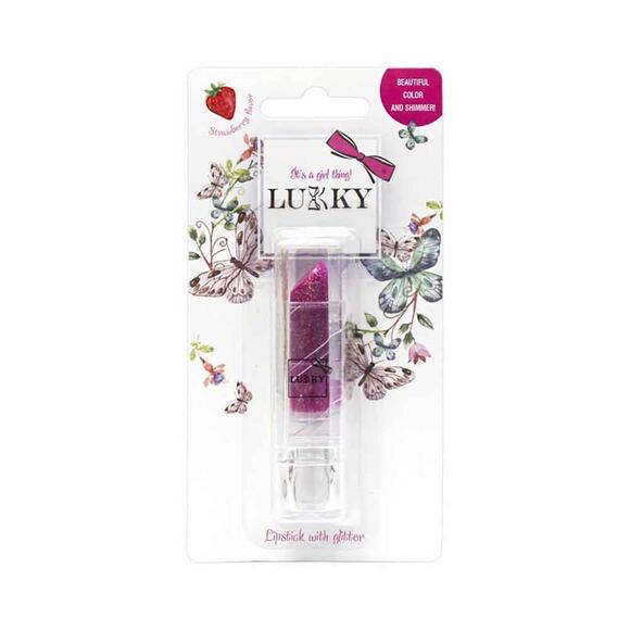 Lukky Çilek Aromalı Simli Lipstick Kırmızı AST15384