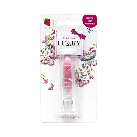 Lukky Çilek Aromalı Simli Lipstick Pembe AST15386