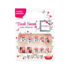 Lukky - Lukky Kedi Baskılı Yapışkanlı Takma Tırnak Seti AST19422
