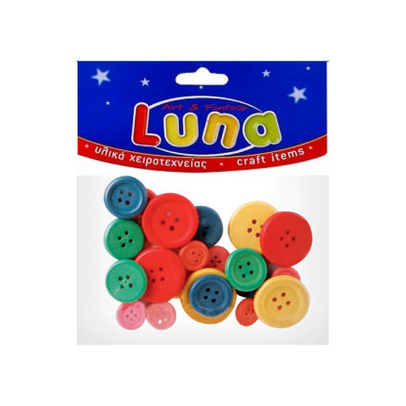 Luna Renkli Ahşap Düğme 24’lü 0601682